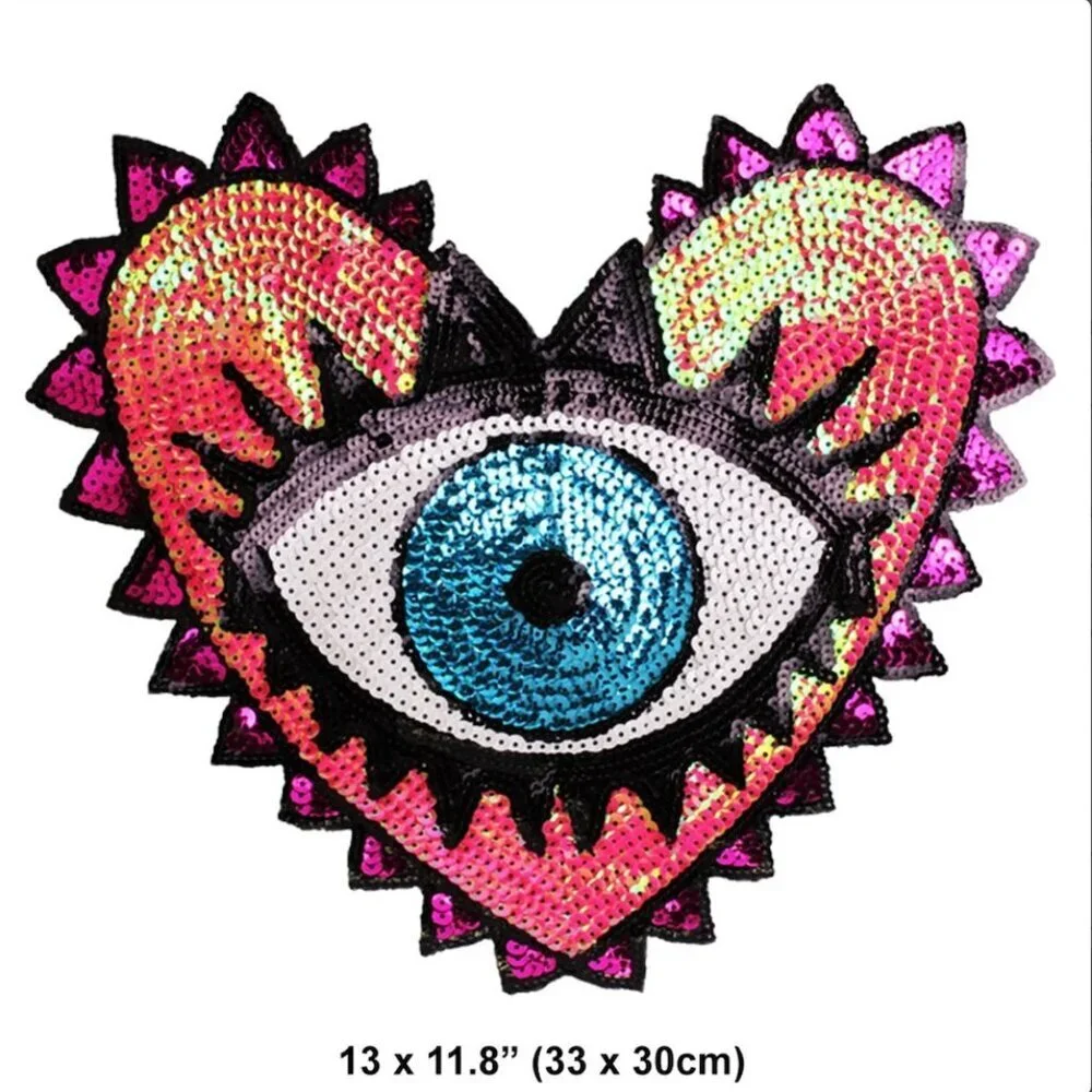 Lot of 5 Large Misc. Sequined Iron on Patches